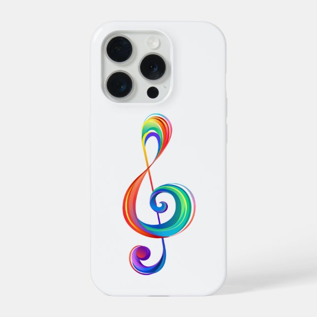 Layered rainbow treble clef iPhone case (Back)