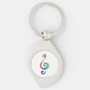 Layered rainbow treble clef key ring