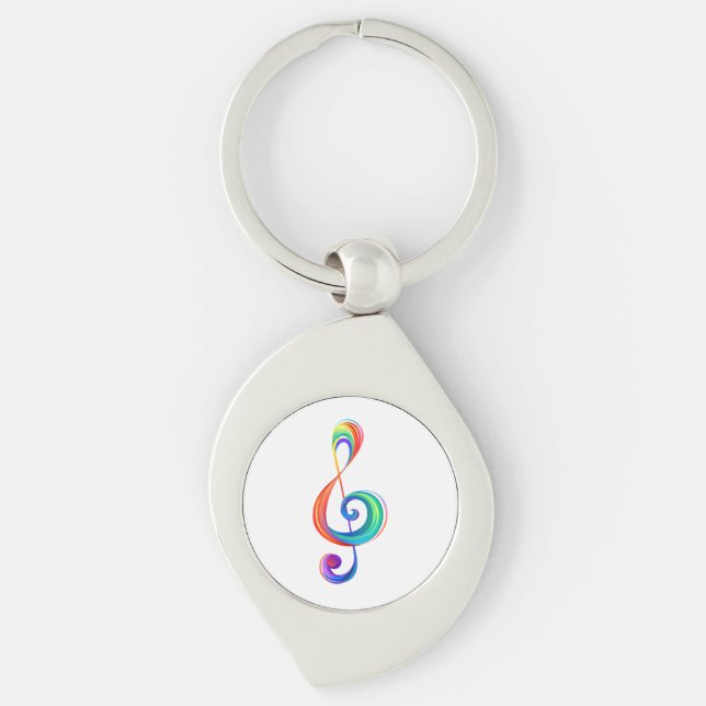 Layered rainbow treble clef key ring (Front)