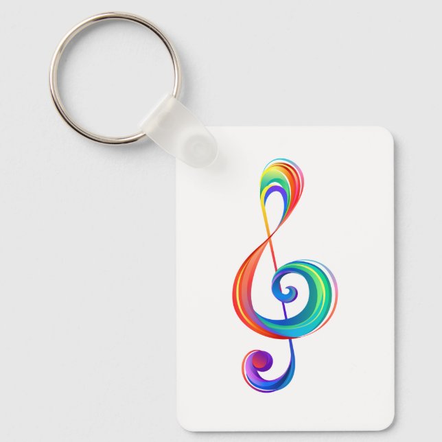 Layered rainbow treble clef key ring (Front)