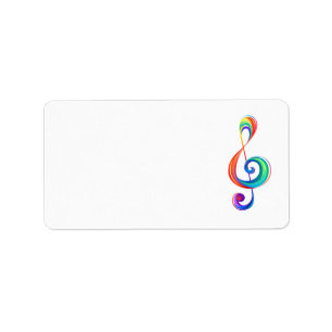Layered rainbow treble clef label