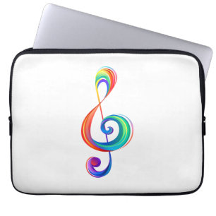 Layered rainbow treble clef laptop sleeve