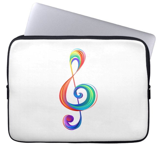 Layered rainbow treble clef laptop sleeve (Front)