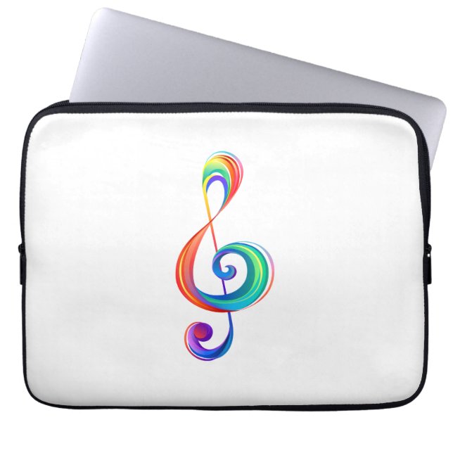 Layered rainbow treble clef laptop sleeve (Front)