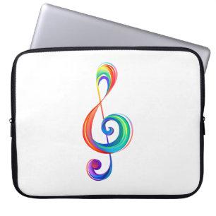 Layered rainbow treble clef laptop sleeve