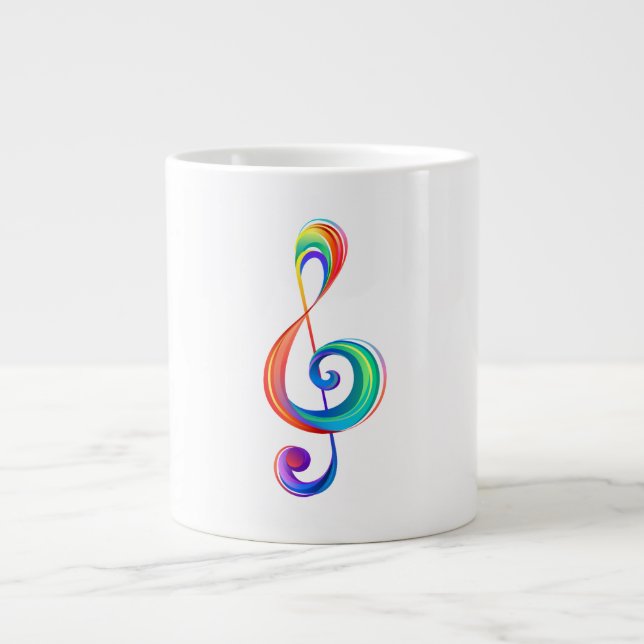 Layered rainbow treble clef large coffee mug (Front)