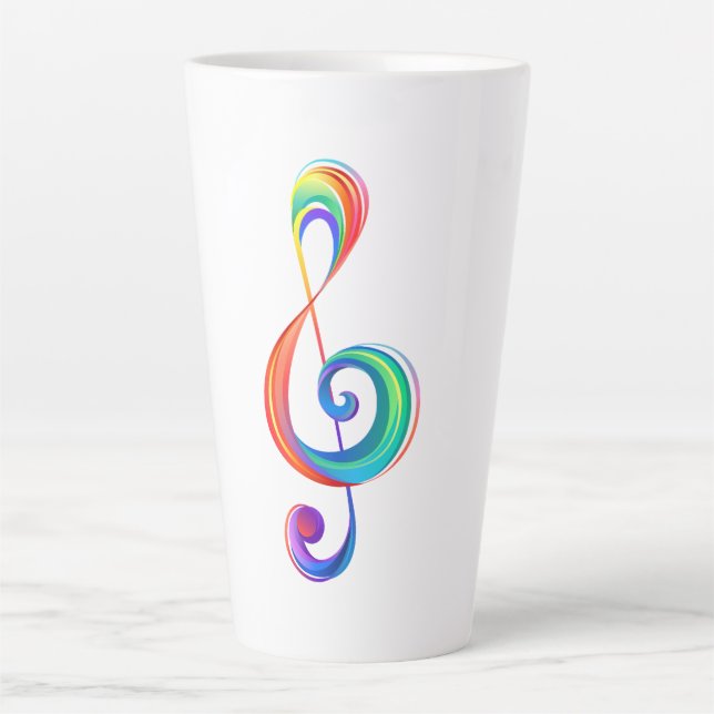 Layered rainbow treble clef latte mug (Front)