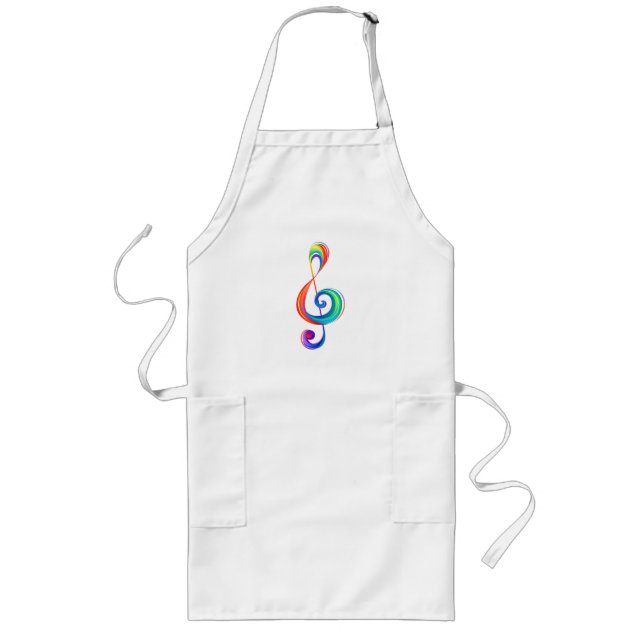 Layered rainbow treble clef long apron (Front)