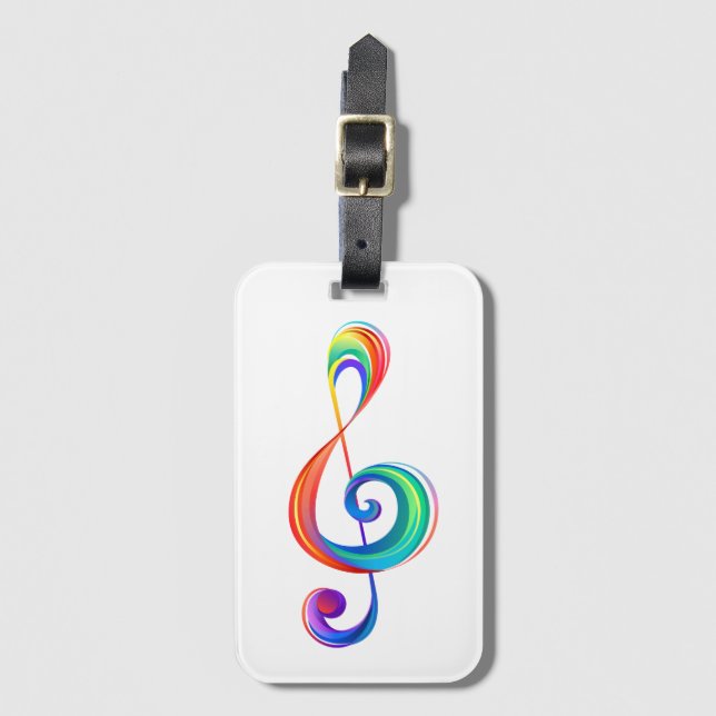 Layered rainbow treble clef luggage tag (Front Vertical)