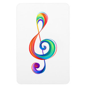 Layered rainbow treble clef magnet