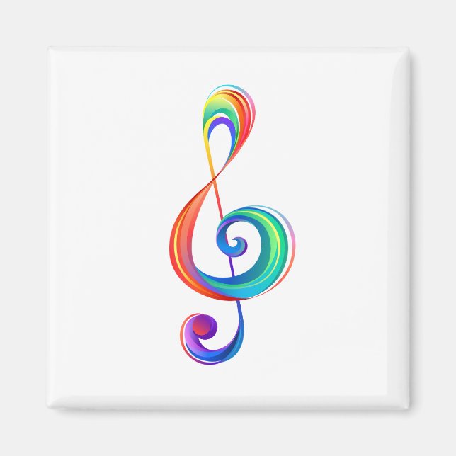 Layered rainbow treble clef magnet (Front)