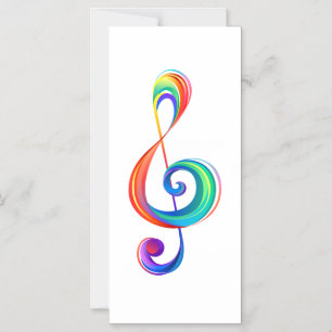 Layered rainbow treble clef magnetic invitation