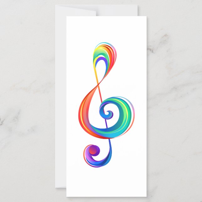 Layered rainbow treble clef magnetic invitation (Front)