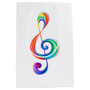 Layered rainbow treble clef medium gift bag