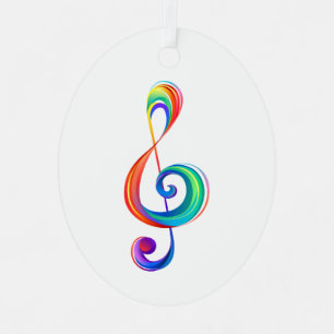 Layered rainbow treble clef metal tree decoration