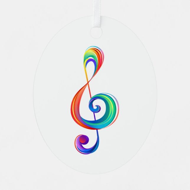 Layered rainbow treble clef metal tree decoration (Front)
