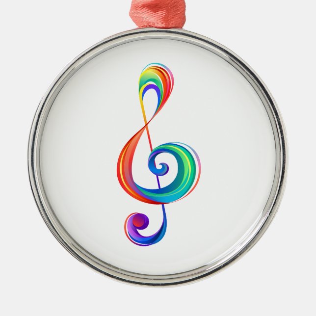 Layered rainbow treble clef metal tree decoration (Front)