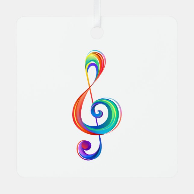 Layered rainbow treble clef metal tree decoration (Front)