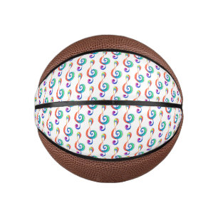 Layered rainbow treble clef mini basketball