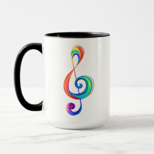 Layered rainbow treble clef mug