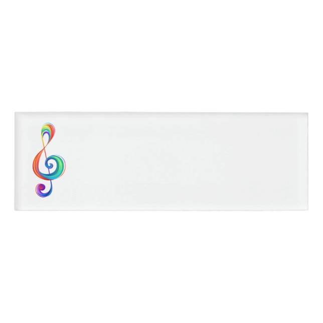 Layered rainbow treble clef name tag (Front)