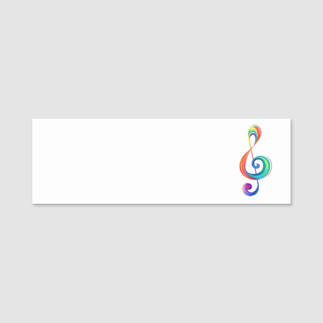 Layered rainbow treble clef name tag (Front)