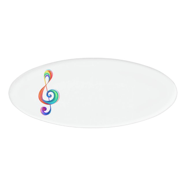 Layered rainbow treble clef name tag (Front)