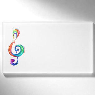 Layered rainbow treble clef name tag