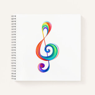 Layered rainbow treble clef notebook