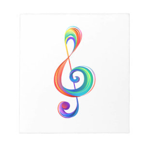 Layered rainbow treble clef notepad
