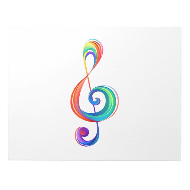 Layered rainbow treble clef notepad (Front)