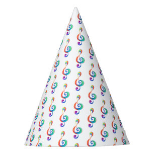 Layered rainbow treble clef party hat