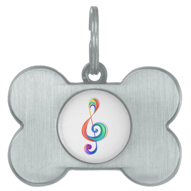 Layered rainbow treble clef pet ID tag (Front)