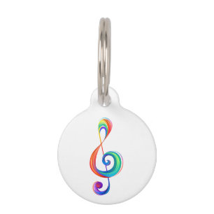 Layered rainbow treble clef pet tag