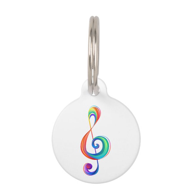 Layered rainbow treble clef pet tag (Front)