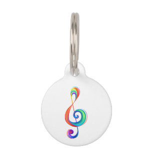 Layered rainbow treble clef pet tag