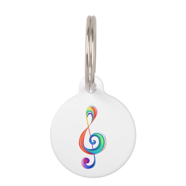 Layered rainbow treble clef pet tag (Front)