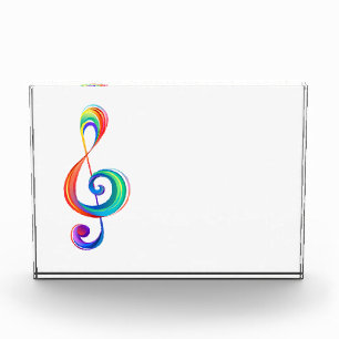 Layered rainbow treble clef photo block