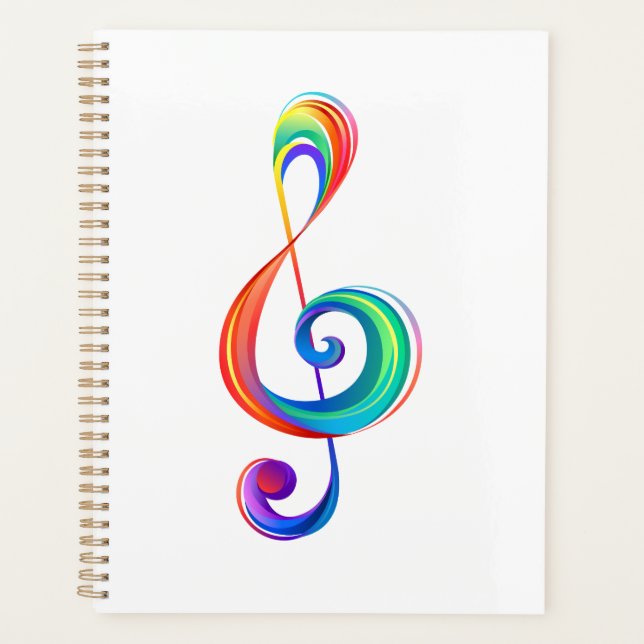 Layered rainbow treble clef planner (Front)