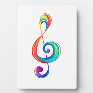 Layered rainbow treble clef plaque