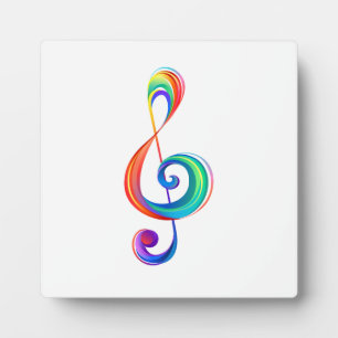 Layered rainbow treble clef plaque