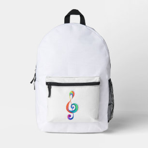 Layered rainbow treble clef printed backpack