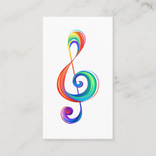 Layered rainbow treble clef referral card