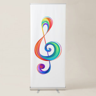 Layered rainbow treble clef retractable banner
