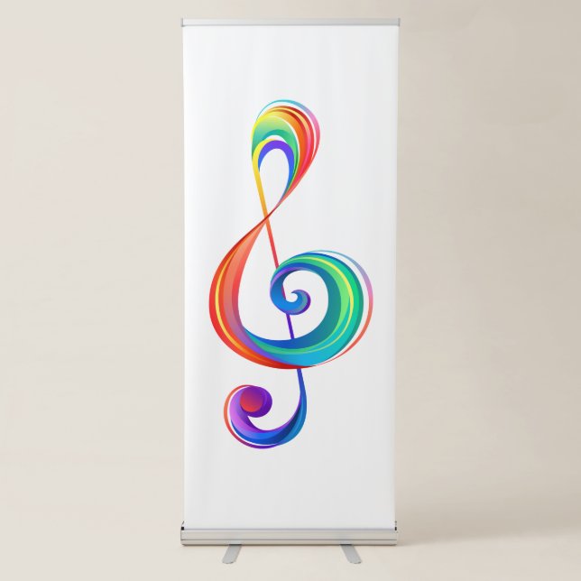 Layered rainbow treble clef retractable banner (Front)
