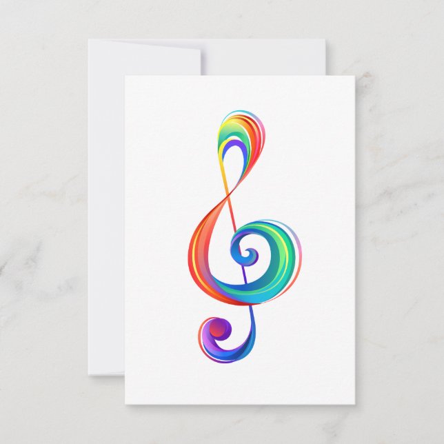 Layered rainbow treble clef RSVP card (Front)
