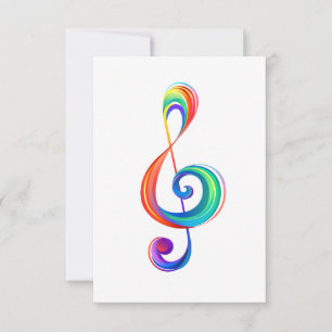 Layered rainbow treble clef RSVP card