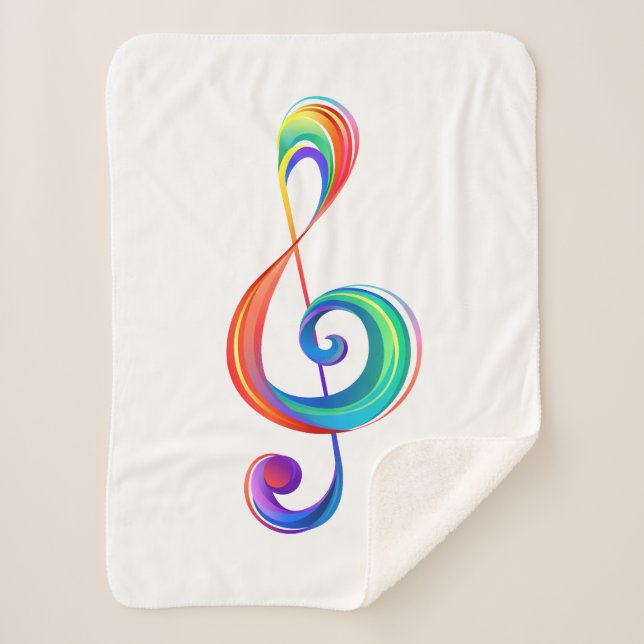 Layered rainbow treble clef sherpa blanket (Front)