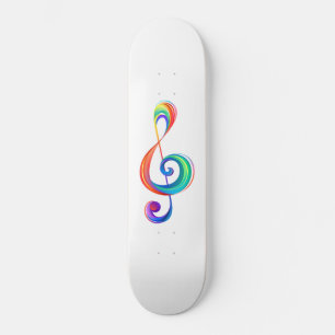 Layered rainbow treble clef skateboard