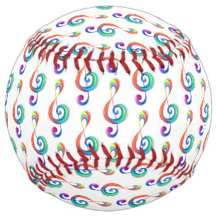 Layered rainbow treble clef softball
